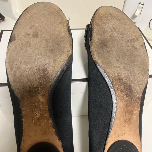 Coach Black Satin Angelika Flats size 8M - Picture 2 of 5